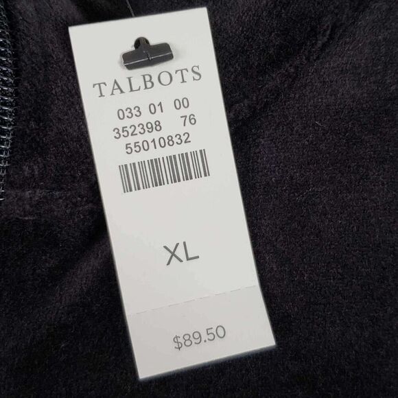 Talbots Velour Jacket Zip Up Womens Size XL Black Velvet Long Sleeve Pockets New - Picture 7 of 8